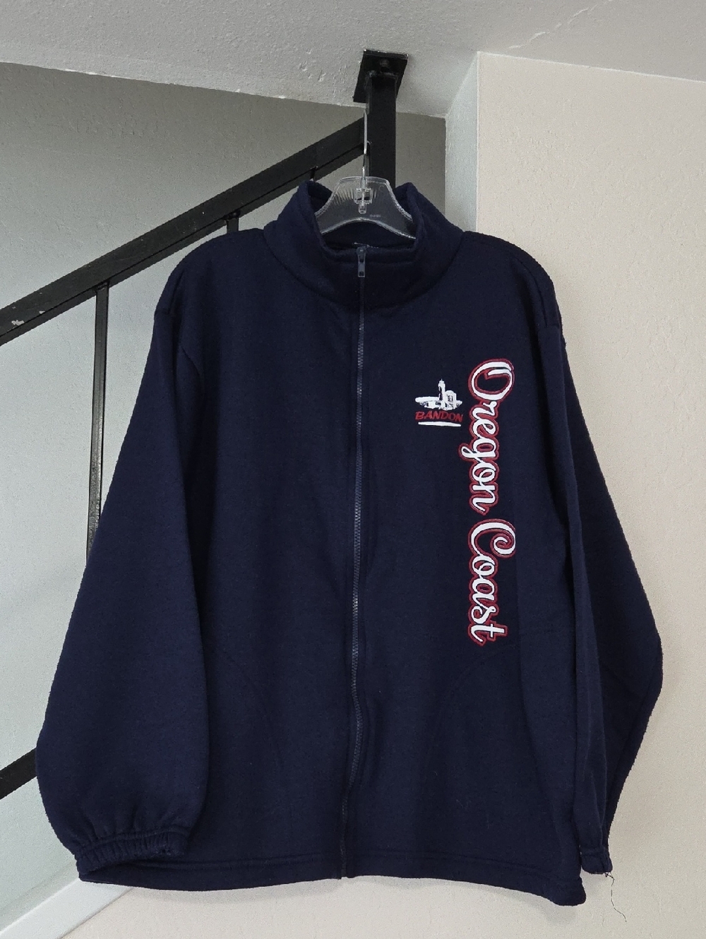 Oregon Coast Navy Zip-Up Fleece Jacket Size L